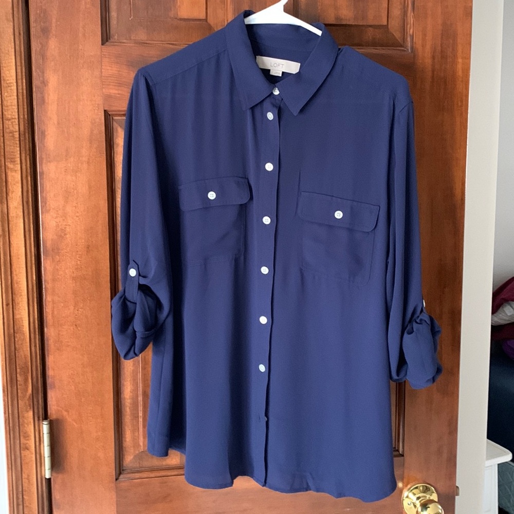 LOFT navy blue blouse